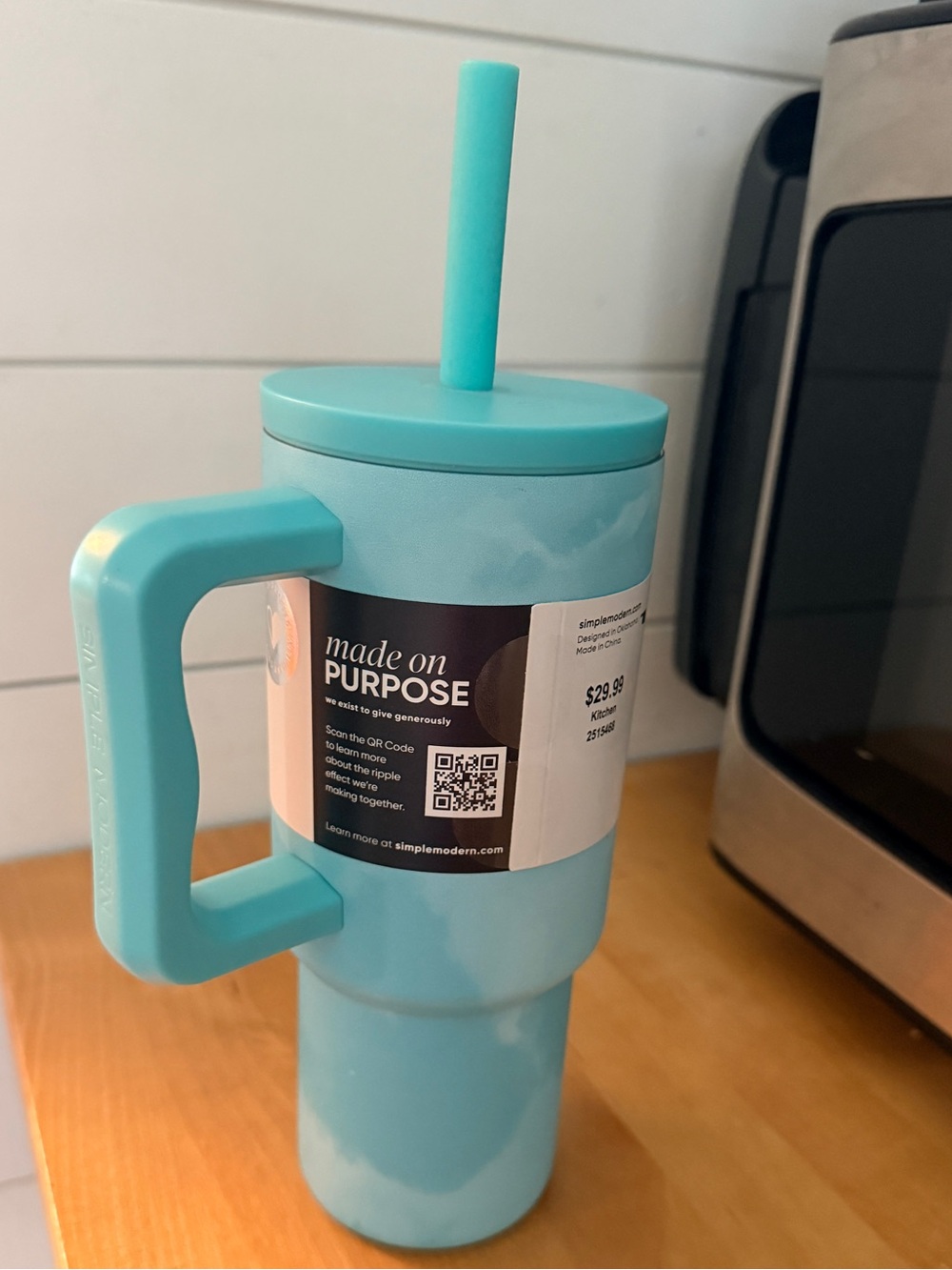 Simple Modern tie-dye teal and white “the trek” 24oz tumbler - Picture 2 of 7